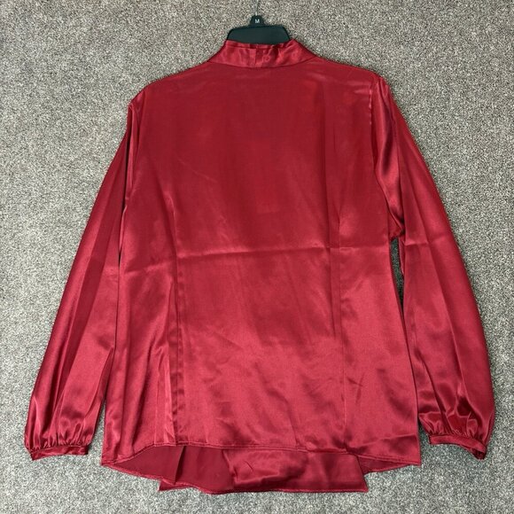 Calvin Klein Women's Satin Blouse Plus Size 1X Red Wrap Front V-Neck NWT $89 - Picture 9 of 16